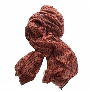 LARGE Coral coloured patterned lightweight Summer Scarf